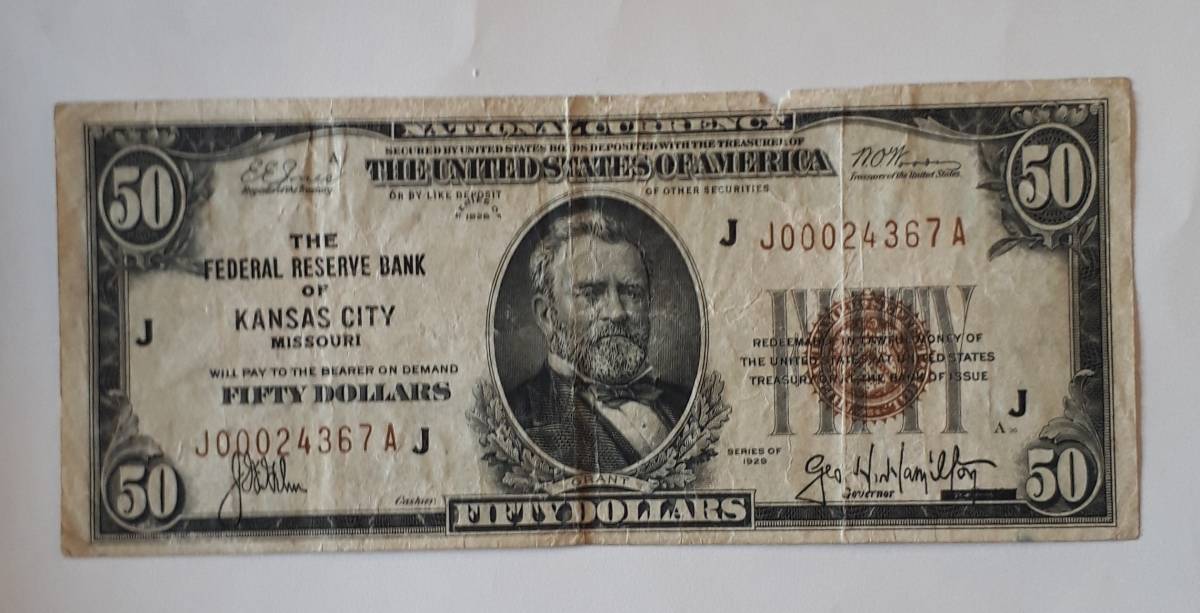 アメリカ 1929年 50ドル紙幣 00024367 0 | Federal National Currency