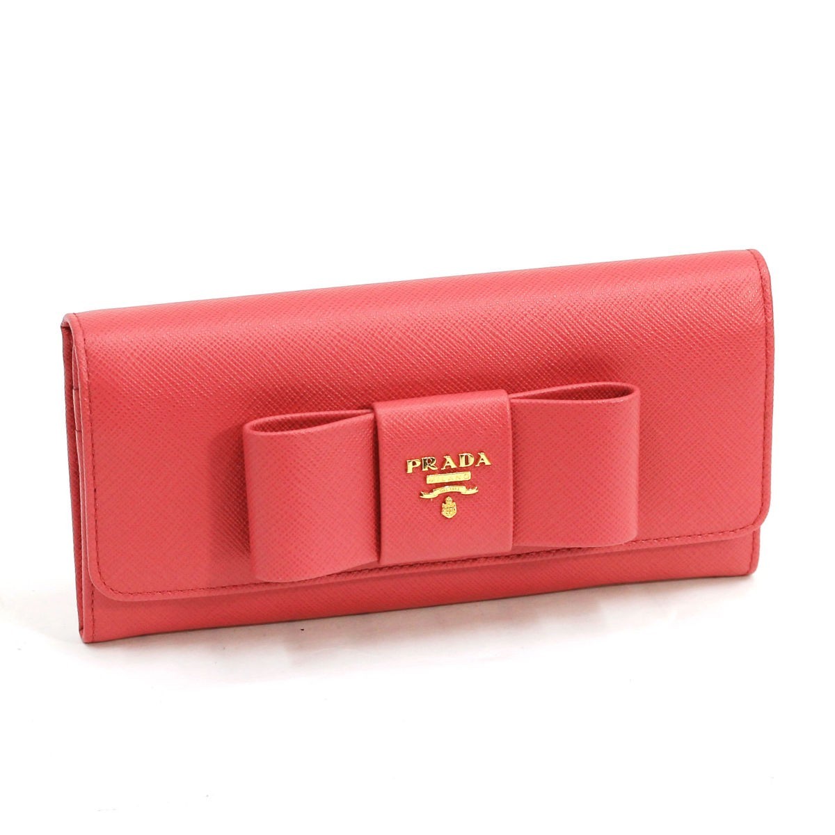 PRADA プラダ パスケース付きファスナー財布 リボン 小銭入れあり 