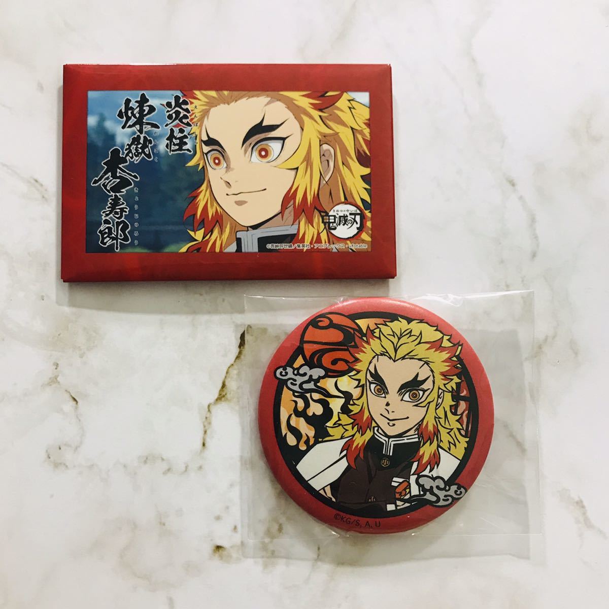 鬼滅の刃　煉獄杏寿郎　柱登場スクエア缶バッジ　和紙缶バッジ_1