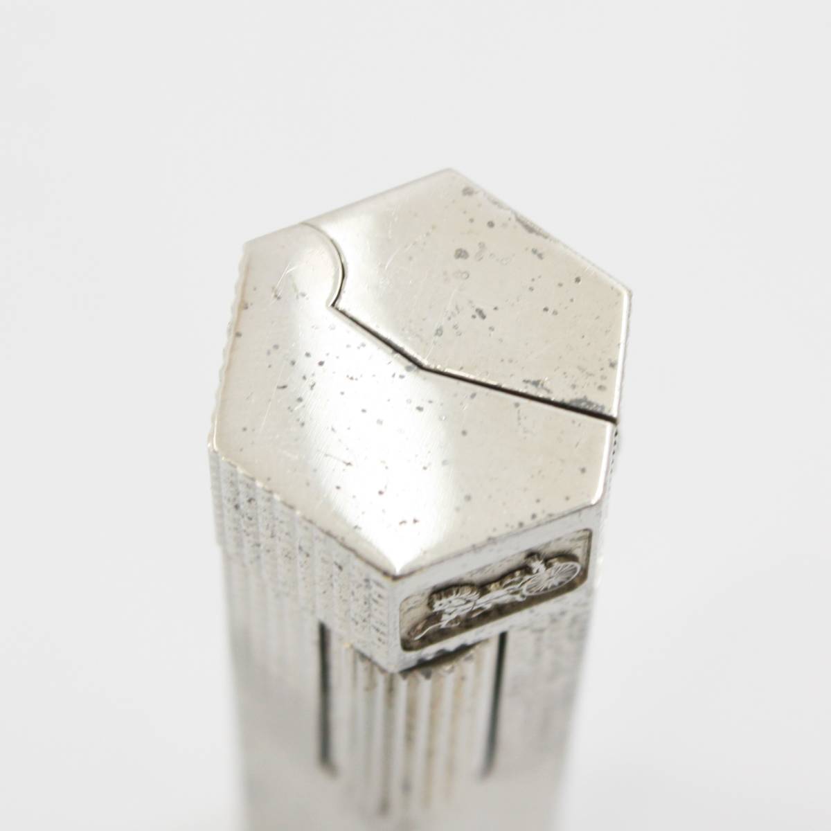 H 1円スタート セリーヌ CELINE 馬車 モチーフ 六角 シルバー ガスライター ヴィンテージ 喫煙具