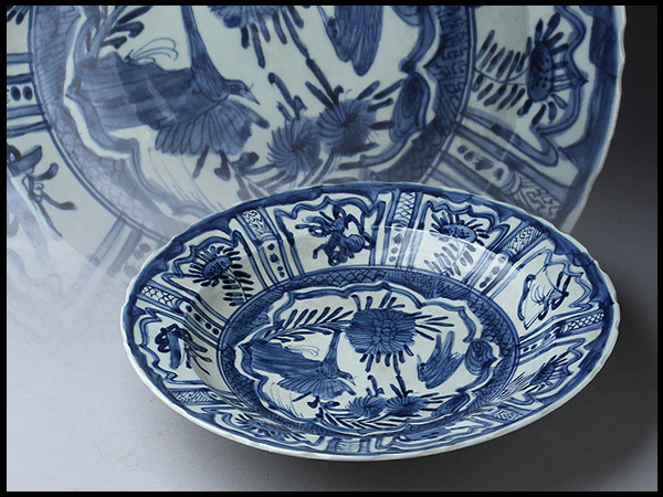 文化遺産オンライン 青花鳥文皿 | 色絵花鳥図平鉢 天啓花蝶7寸輪花深皿