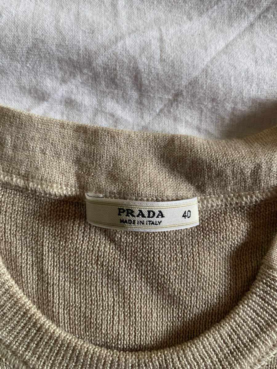 プラダ PRADA ワンピース ひざ丈 ノースリーブ 40 ウール シルク 