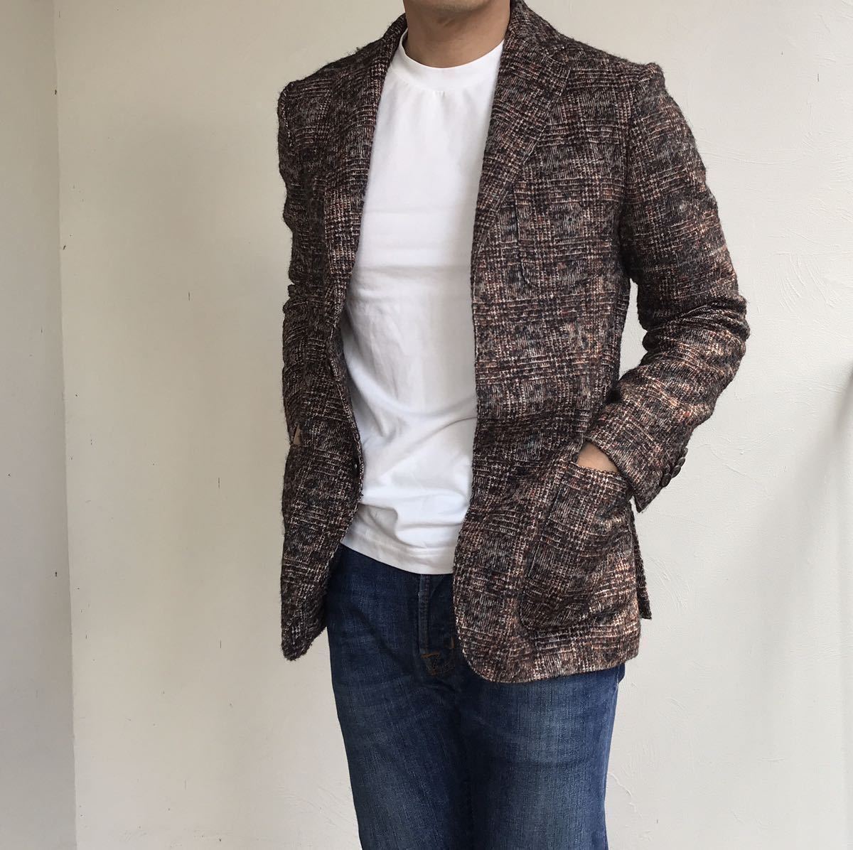 美品 LARDINI 44 ジャケット ラルディーニ ウール アルパカ モヘヤ 