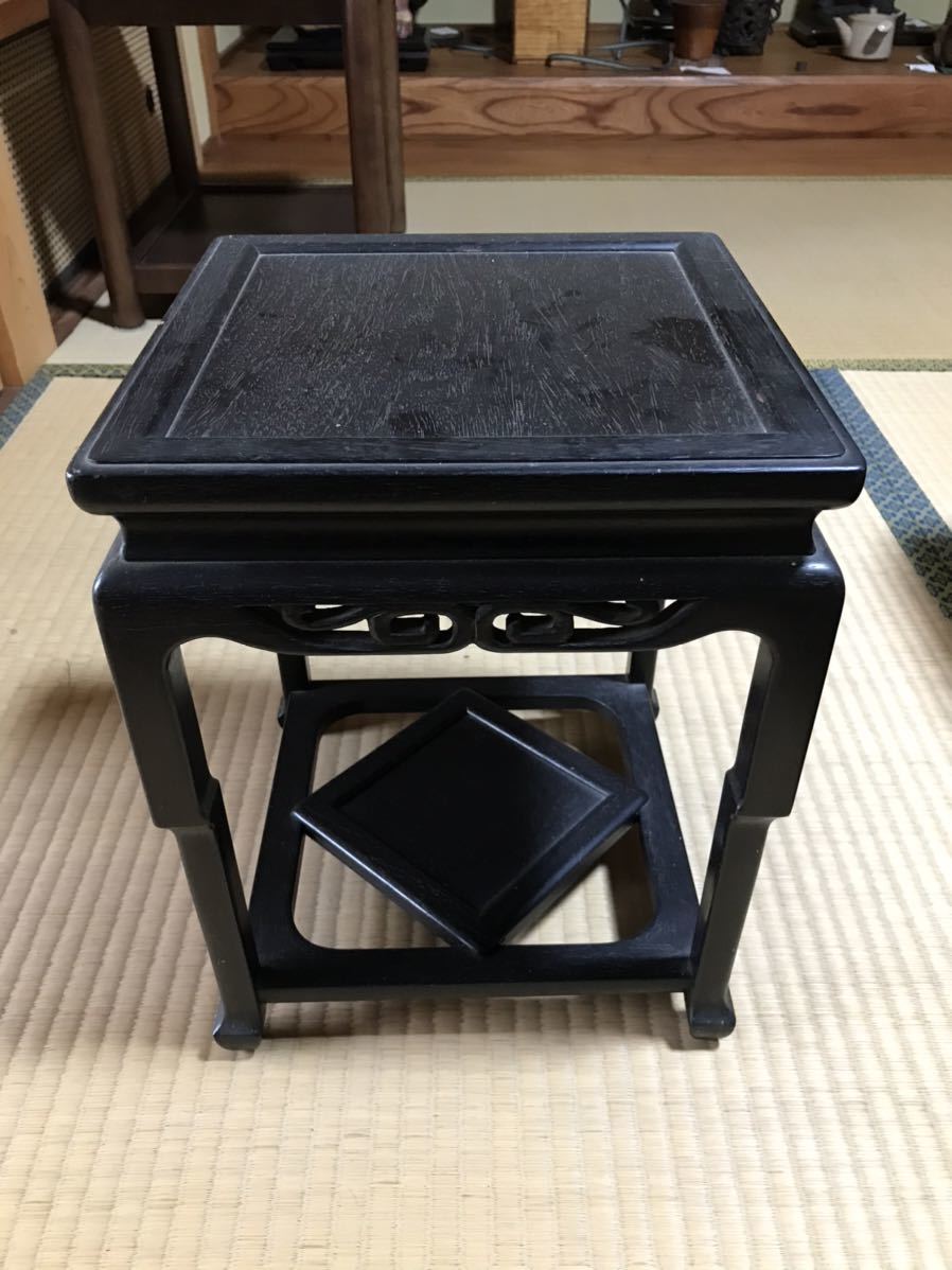 唐木（からき） 花台 3つセット 一台三役　盆栽台 香炉台 飾り台3in1 花台 唐木 飾台 盆栽台 香炉台 時代物 高級 透かし彫り 香炉 中国美術 良品