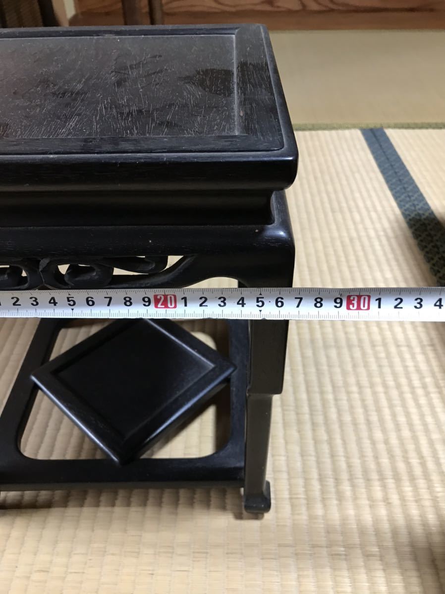 花台 唐木 飾台 盆栽台 香炉台 時代物 高級 透かし彫り 香炉 中国美術 良品