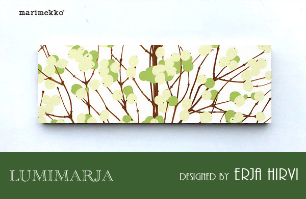 MarimekkoマリメッコLUMIMARJAルミマルヤ緑GREENファブリックパネル・ファブリックボード90×30cm北欧フィンランド人気の雪イチゴ