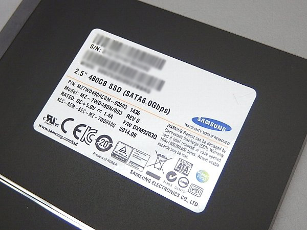□α 2個セット SAMSUNG SSD SATA 480GB 2.5インチ MZ-7WD480N/003 累積使用
