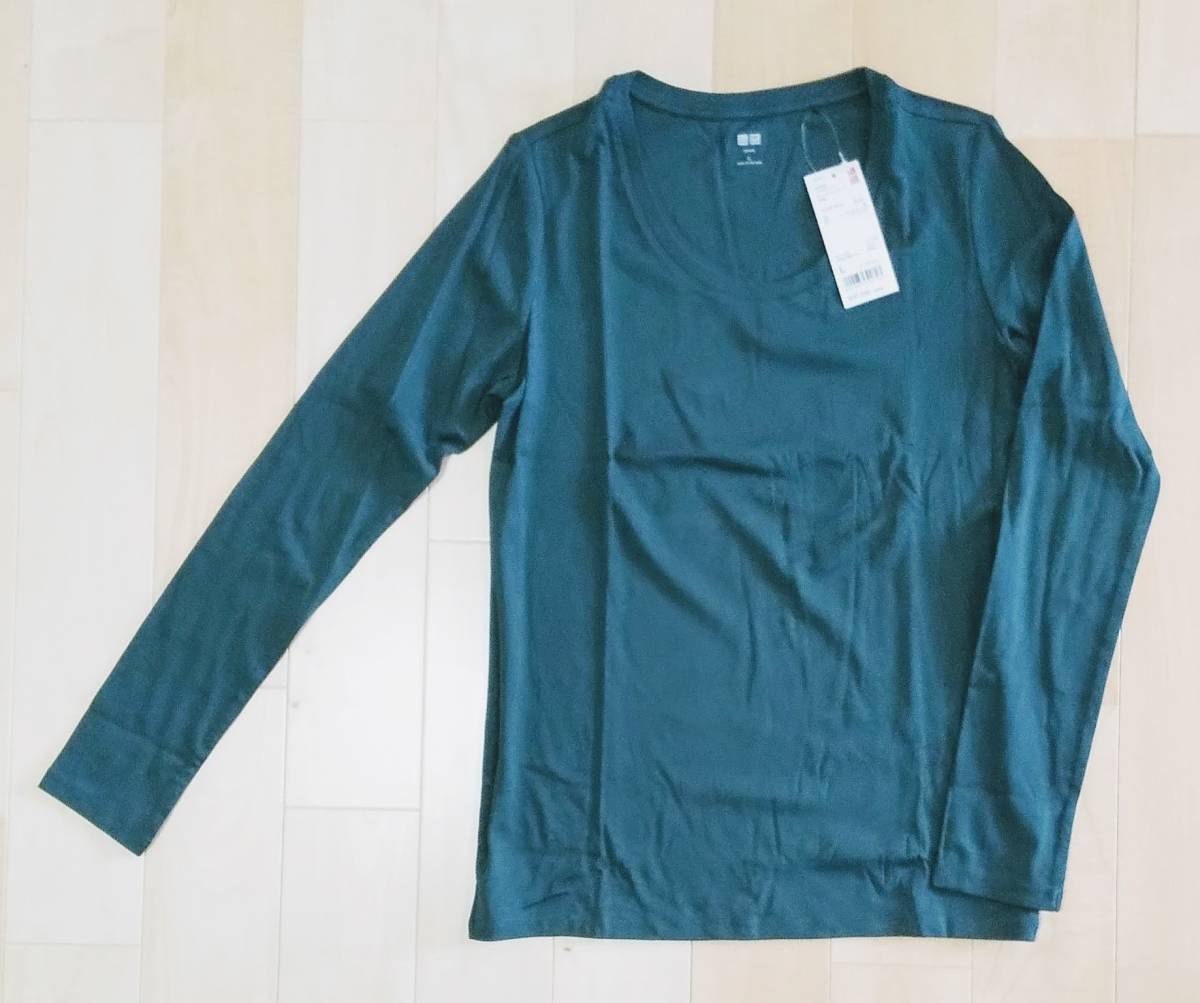 タグ付 ユニクロ スーピマコットン モダールクルーネック Tシャツ ダークグリーン L 女性用 Uniqlo Women 長袖tシャツ 売買されたオークション情報 Yahooの商品情報をアーカイブ公開 オークファン Aucfan Com