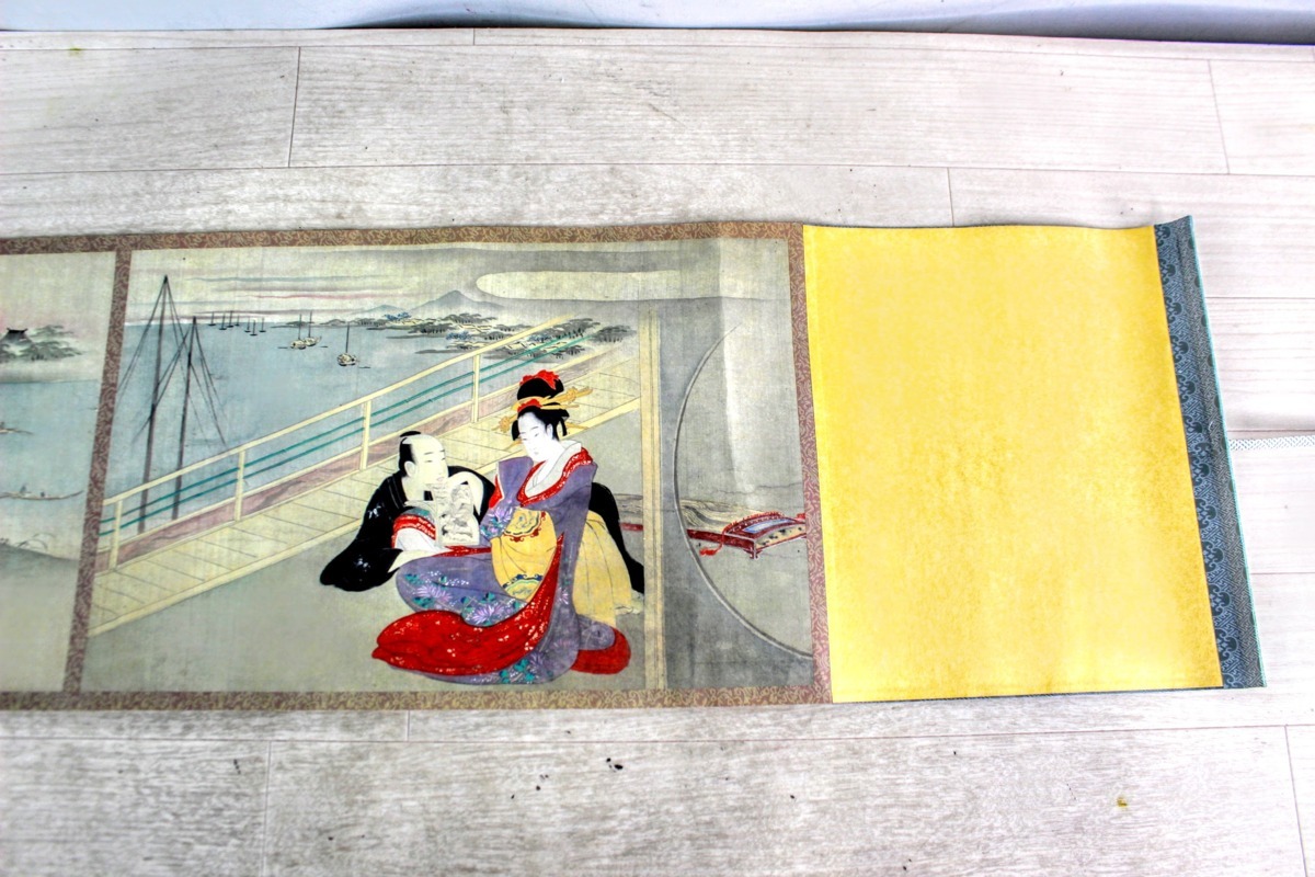 No.3898【美品】　鳥文斎栄之　春情四季画巻　 (秘蔵浮世絵集成)　 春画 巻物　浮世絵 時代 和本 絵草紙 草双 江戸 錦絵 古美術　箱付き
