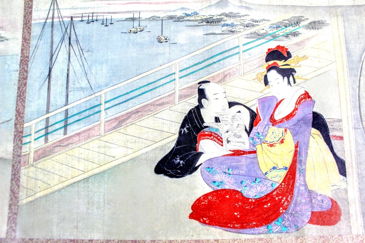 No.3898【美品】　鳥文斎栄之　春情四季画巻　 (秘蔵浮世絵集成)　 春画 巻物　浮世絵 時代 和本 絵草紙 草双 江戸 錦絵 古美術　箱付き