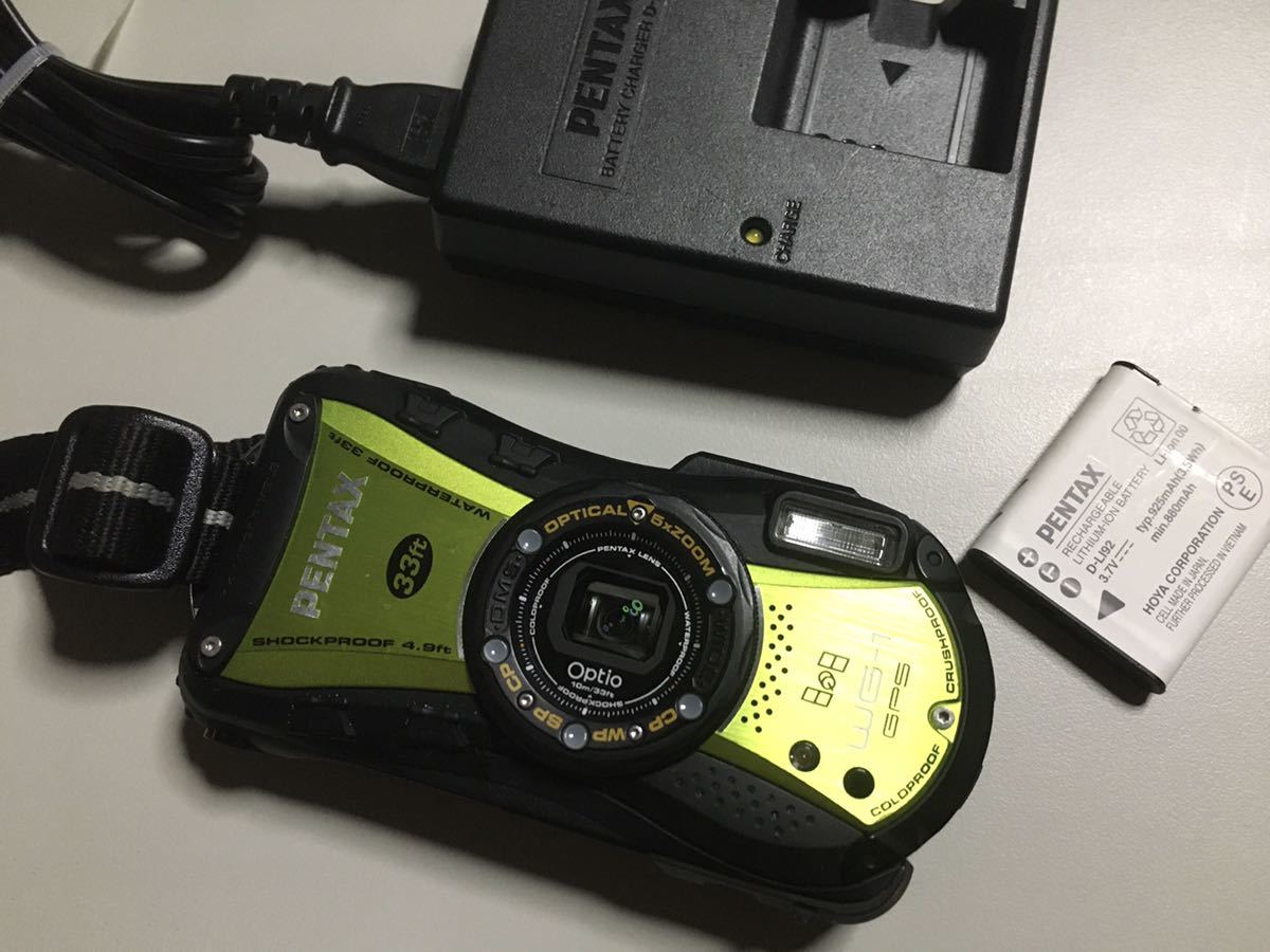 ○PENTAX / 防水デジタルカメラ Optio WG-1 GPS グリーン○中古品 