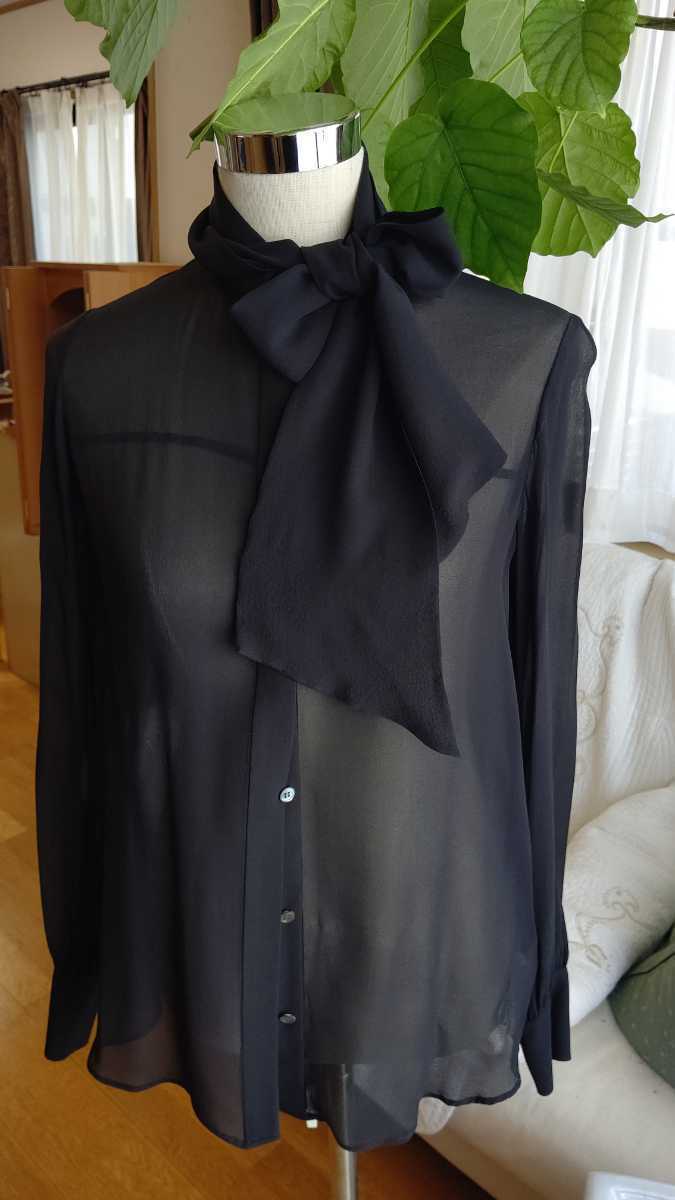 セオリーリュクス Theory シルクボウタイブラウス 黒 38 冠婚葬祭 試着