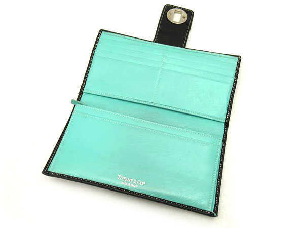 1円 ティファニー ターンロック 二つ折り 長財布 ブラック  