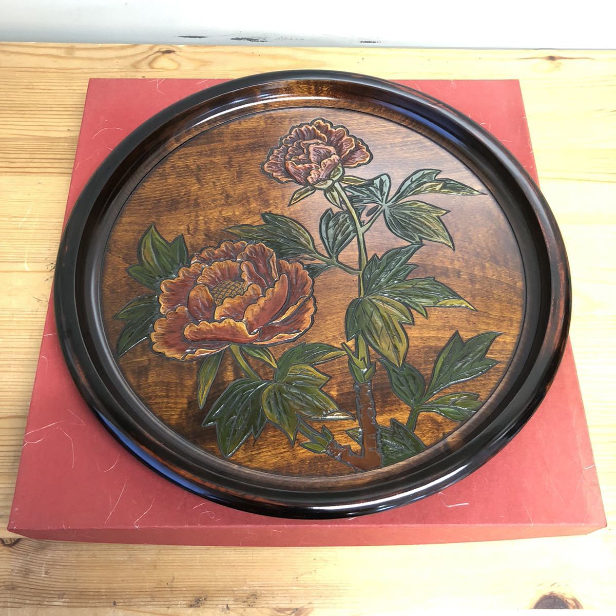 中国 唐木紫檀製 無垢刳り貫き 煎茶盆 香盆 V R5875 △60Q201△古唐木