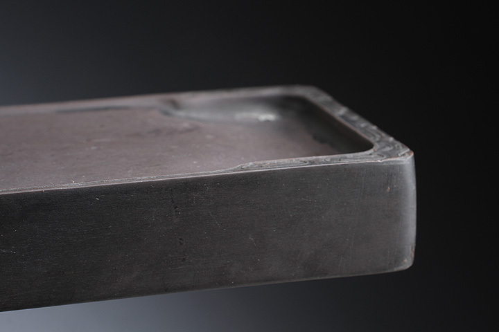 CU290 時代物 麻子坑 端硯・端石雕双龍紋硯台 縦10.1cm 重400g・端渓硯 唐木帶盒付・端渓長方硯・端渓小硯・唐硯 中国古玩 麻子坑 端渓硯 | - 5吋 書道用品専門店大阪教材社