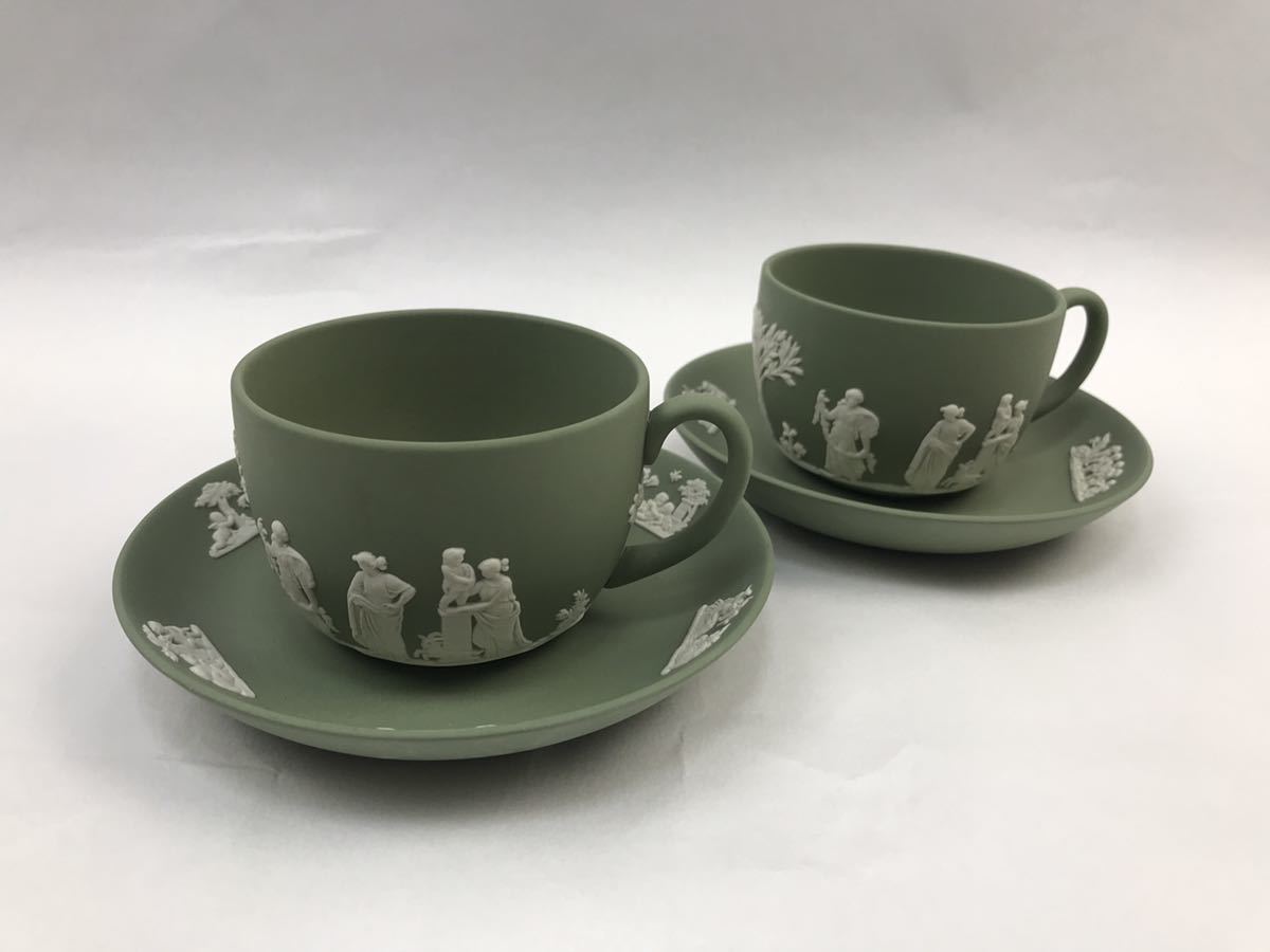 ウェッジウッド ジャスパー ペールブルー カップ＆ソーサー×2 _ 食器