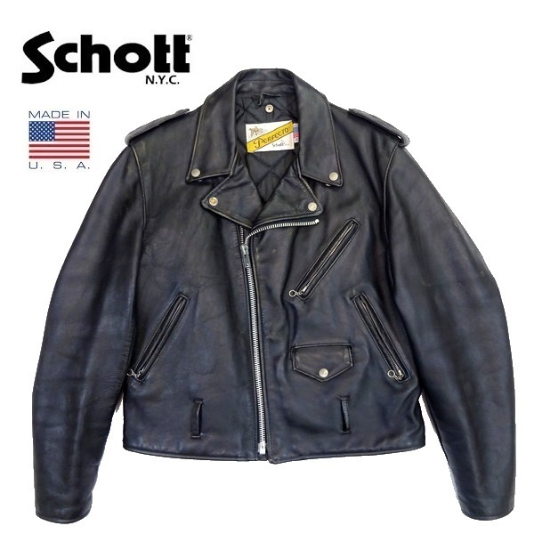 schott レザーダブルライダースジャケット 618 アメリカ製 size 42 ショット Leather Riders Jacket