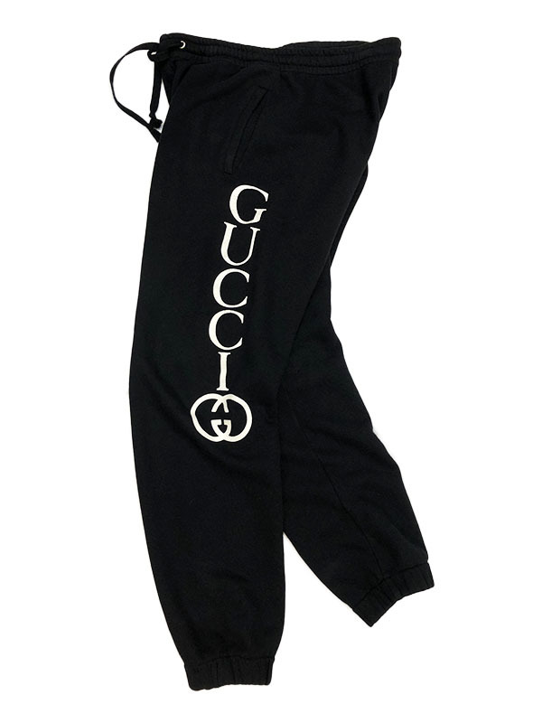 新品最安値 Gucci GG ロゴプリント ジョガーパンツ 黒 【公式通販】