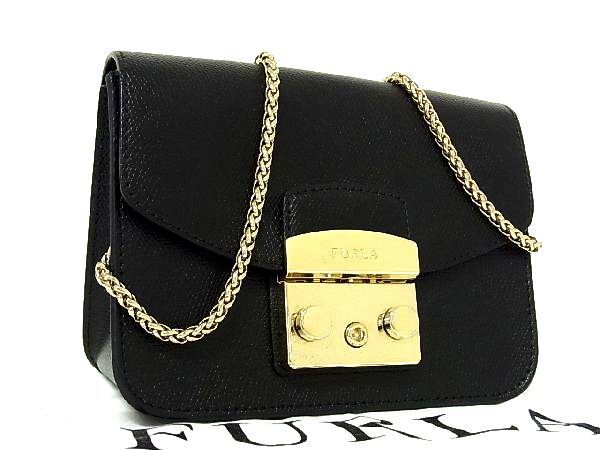 1円 □極美品□ FURLA フルラ ロゴ メトロポリス レザー ゴールド金具 