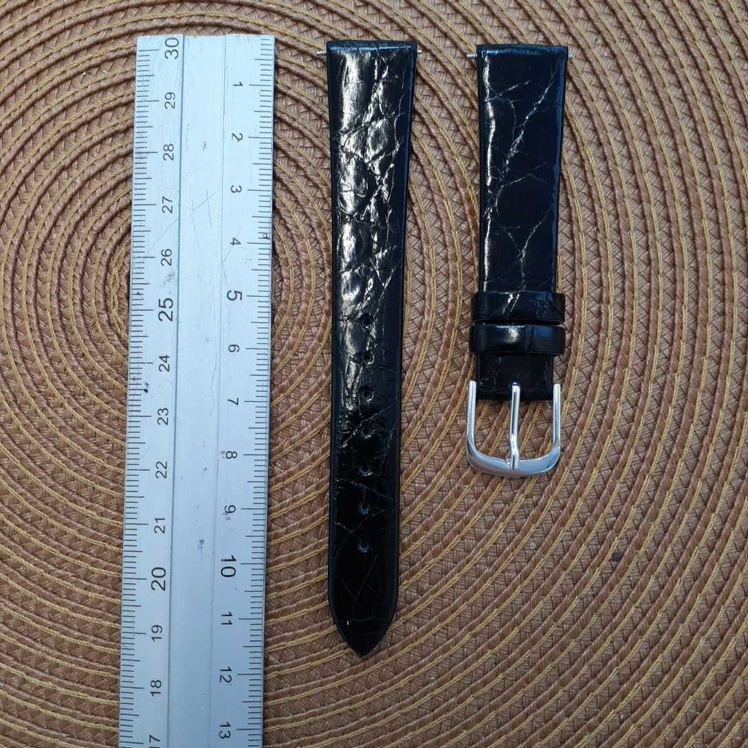 ワニ　17㎜　17ミリ　バンド　ベルト　黒　工具付き　バネ棒付　￥7，700(税込)　抗菌　防臭仕上