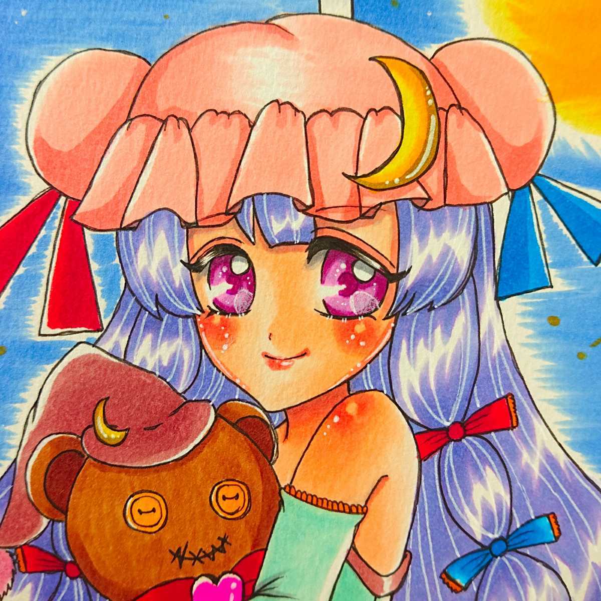 自作 手描き イラスト 東方プロジェクト B5 パチュリー 月とクマのぬいぐるみ 手描きイラスト 売買されたオークション情報 Yahooの商品情報をアーカイブ公開 オークファン Aucfan Com