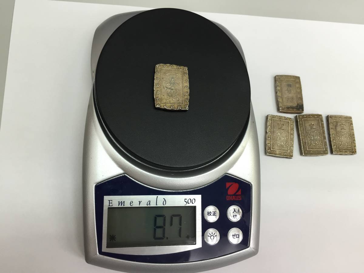 27635】日本古銭 一分銀5枚おまとめ 天保？ 安政？ 真贋不明 おまけ付き