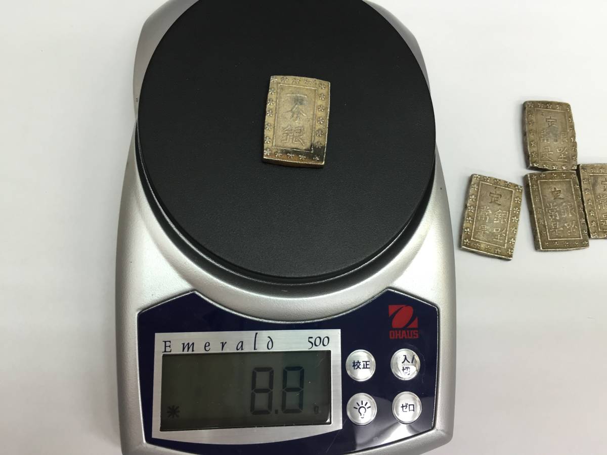 27635】日本古銭 一分銀5枚おまとめ 天保？ 安政？ 真贋不明 おまけ付き
