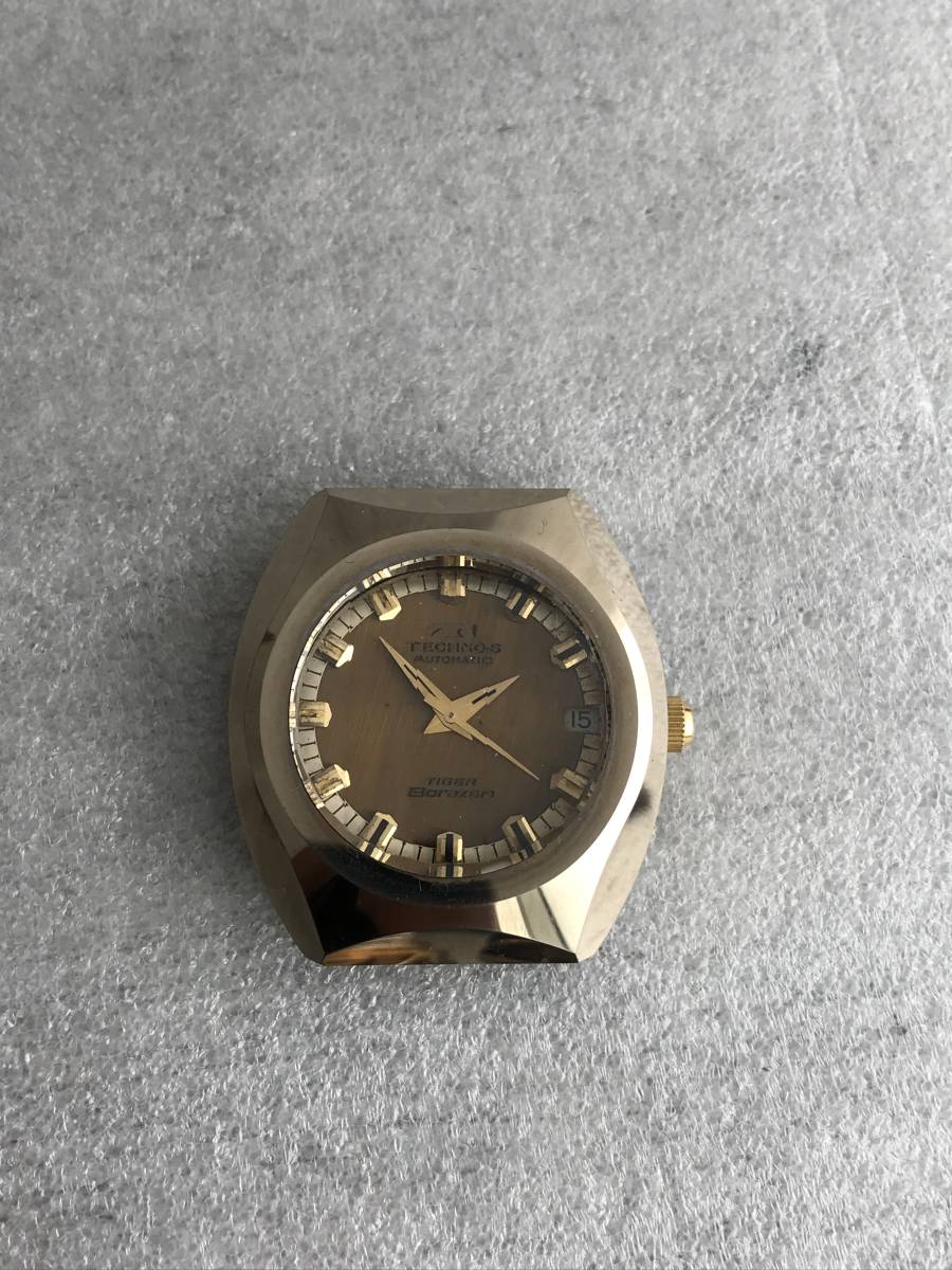 テクノス TIGER BORAZON カットガラス 自動巻き 25石 メンズ時計