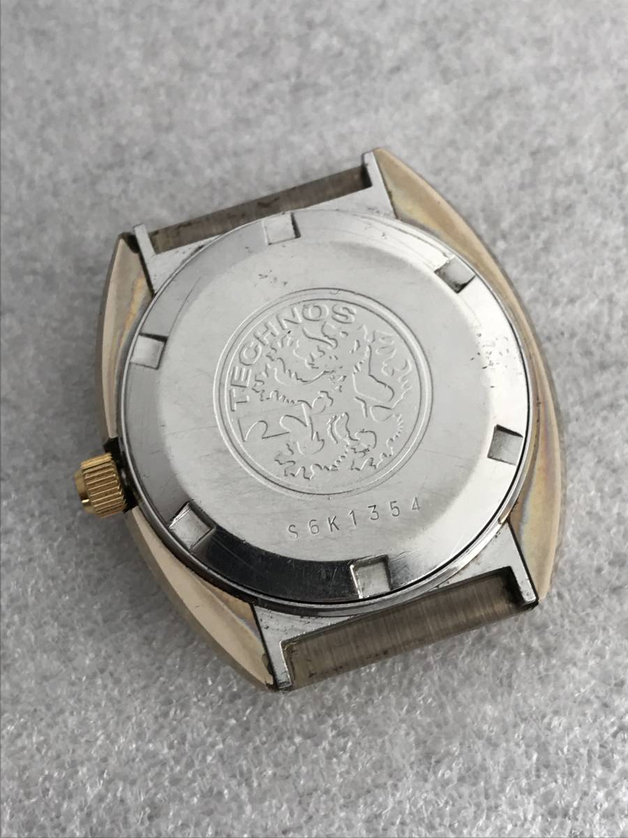 テクノス TIGER BORAZON カットガラス 自動巻き 25石 メンズ時計