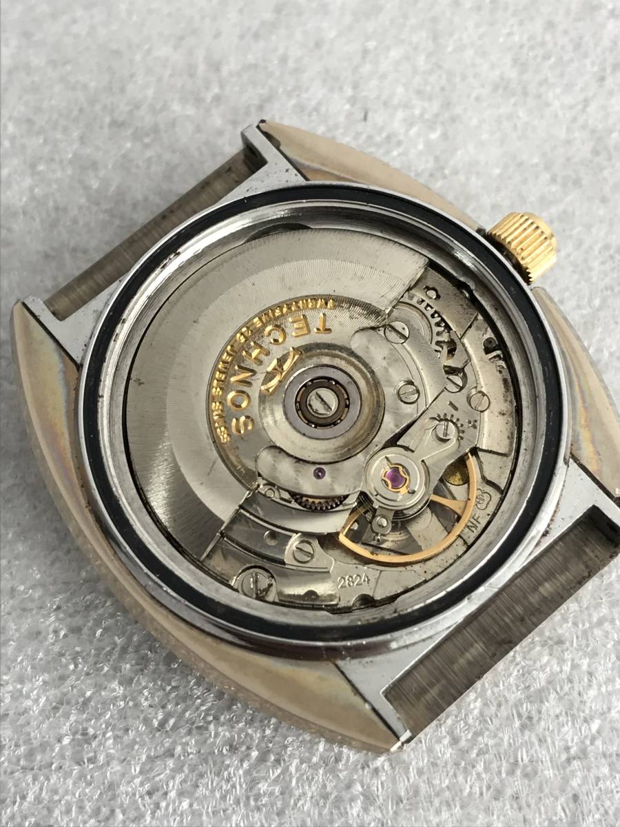 テクノス TIGER BORAZON カットガラス 自動巻き 25石 メンズ時計