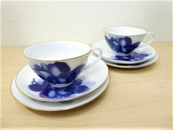 A00979☆【未使用保管品】大倉陶園 OKURA ブルーローズ カップ 