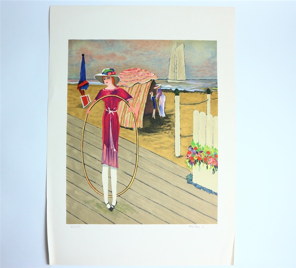 希少！ramon dilley 絵画 ディレイ 海岸にて 美術品/アンティーク 希少
