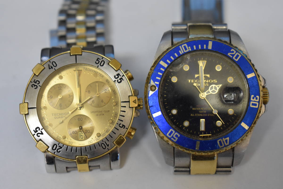 うぶ品 テクノス TECHNOS SWISS AIR DIVER SPORTING CLUB 10 ATM 二点 