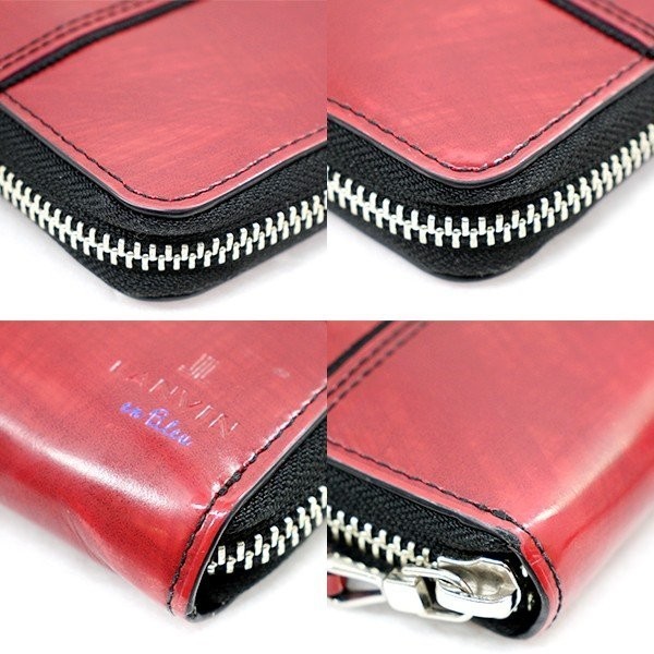 長財布 LANVIN ランバン COLLECTION メルカリ - レッド 美品 メンズ 長札入れ ランバンレザー ラウンドファスナー コレクション 赤 レザー リボン