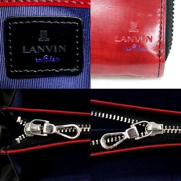 長財布 LANVIN ランバン COLLECTION メルカリ - レッド 美品 メンズ 長札入れ ランバンレザー ラウンドファスナー コレクション 赤 レザー リボン