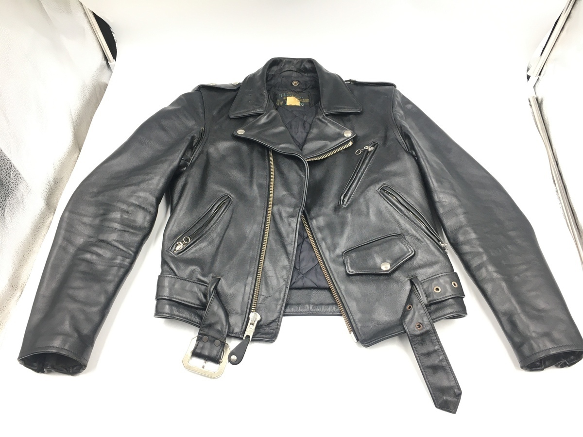 【1円 レア品】Schott ショット ダブルライダースジャケット ブラック サイズ:34 着丈55cm 613RD 1-800-54-ARROW【現地引取可能】