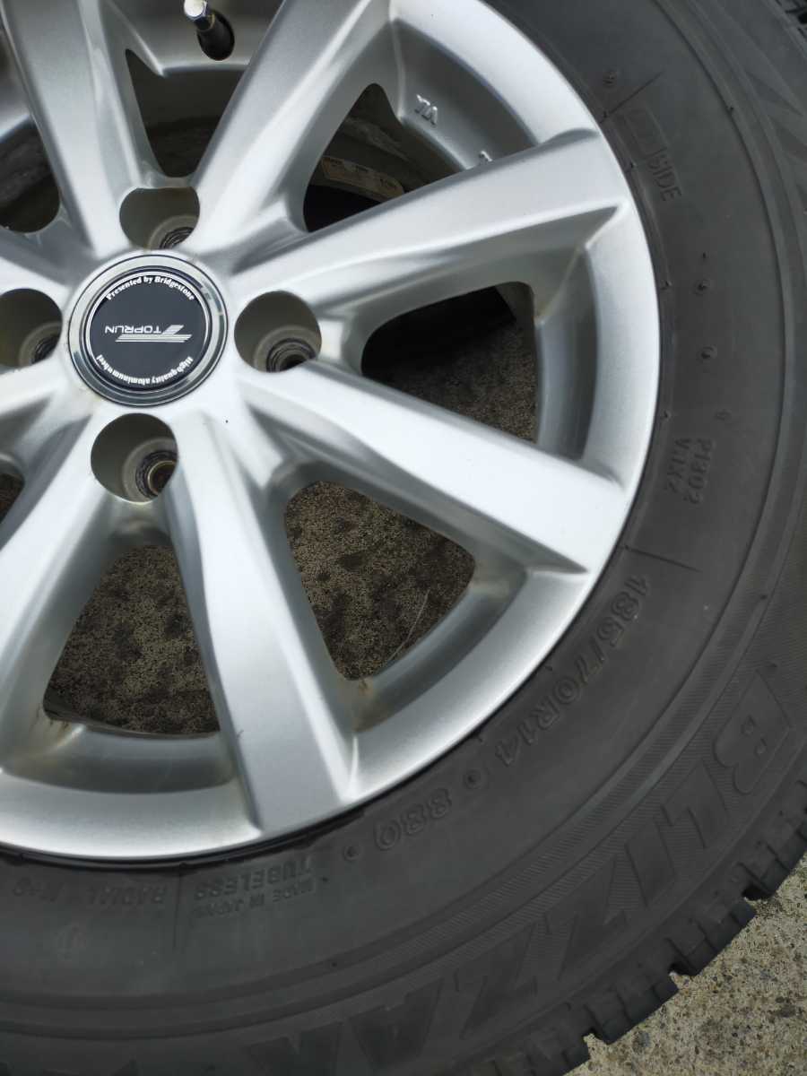 社外アルミ185/70/14ブリザックVRX.8分山４本セット。キューブ、ポルテ、Bb等。_2