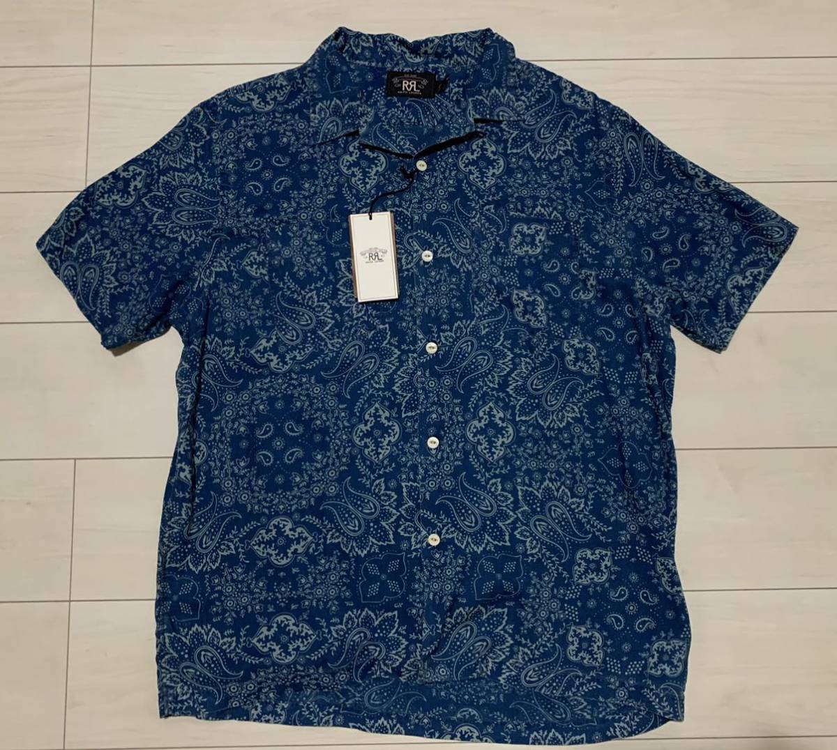 売り切り 新品 RRL INDIGO BANDANA PRINT SHIRTS L インディゴ