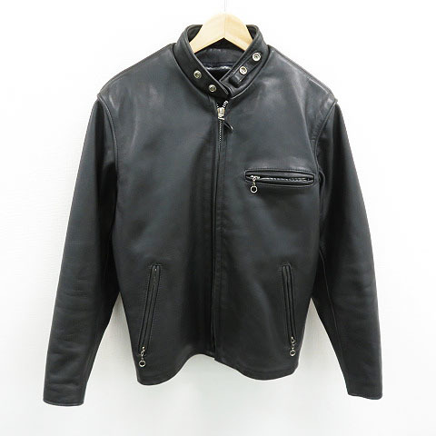 Schott シングルライダース レザージャケット 38 Schott◇シングルライダースジャケット⁄38⁄牛革⁄BLK⁄無地⁄6061