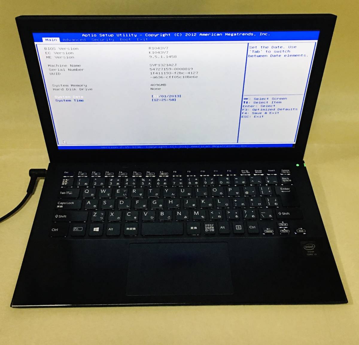 【Bios OK】 SONY VAIO SVP132A1CN i3 第4世代 4GB ①