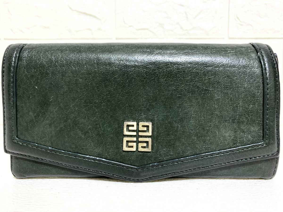 GIVENCHY ジバンシィ 長財布 グリーン 緑 レザー 小銭入れ 札入れ 
