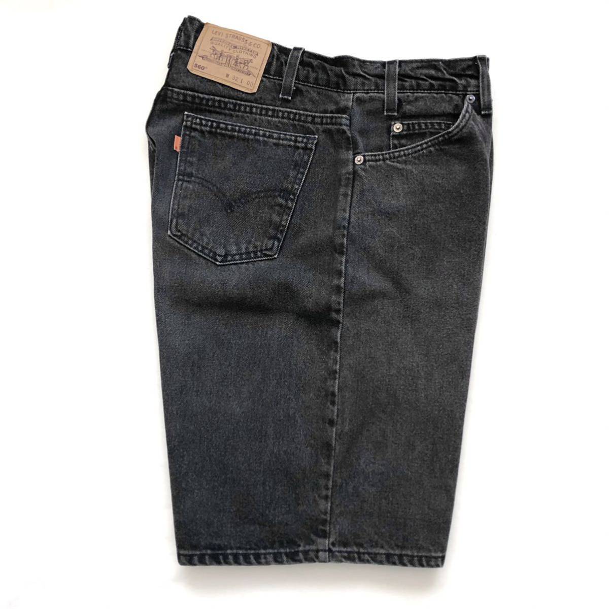 90s【Levi's】560 ブラックデニム ショートパンツ W32 アメリカ製/90