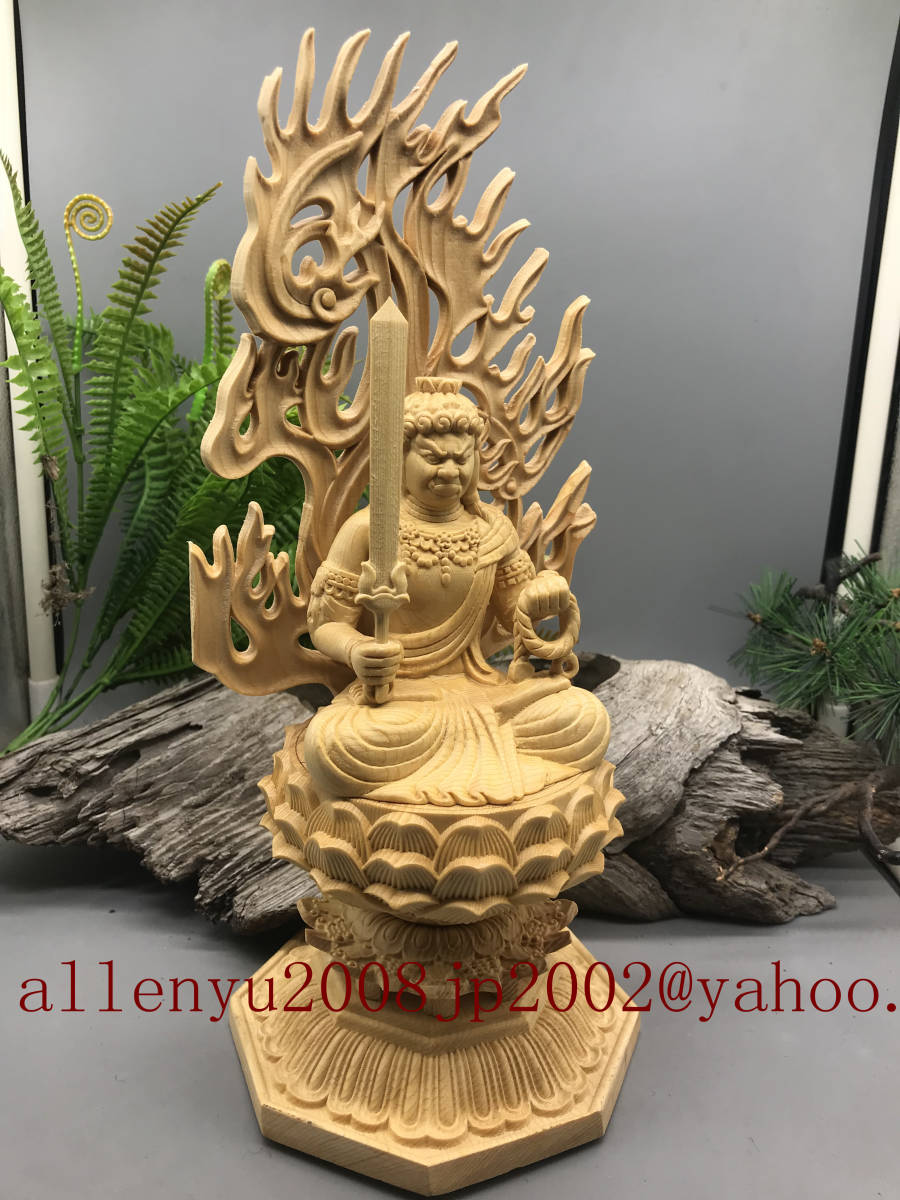 仏教美術品 不動明王 木彫仏像 稀少珍品 精密細工 鎮宅辟邪 収蔵品