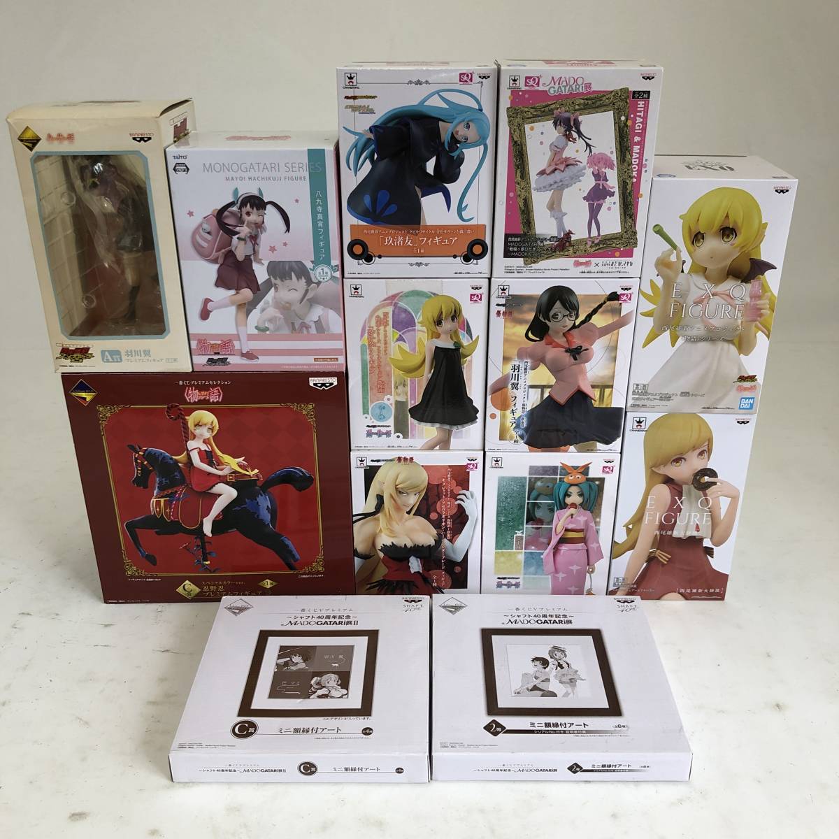 まとめ売り 西尾維新アニメプロジェクト 物語シリーズ プライズフィギュア 11点 + 一番くじMADOGATARI展アートボード 2点 セット【中古品】