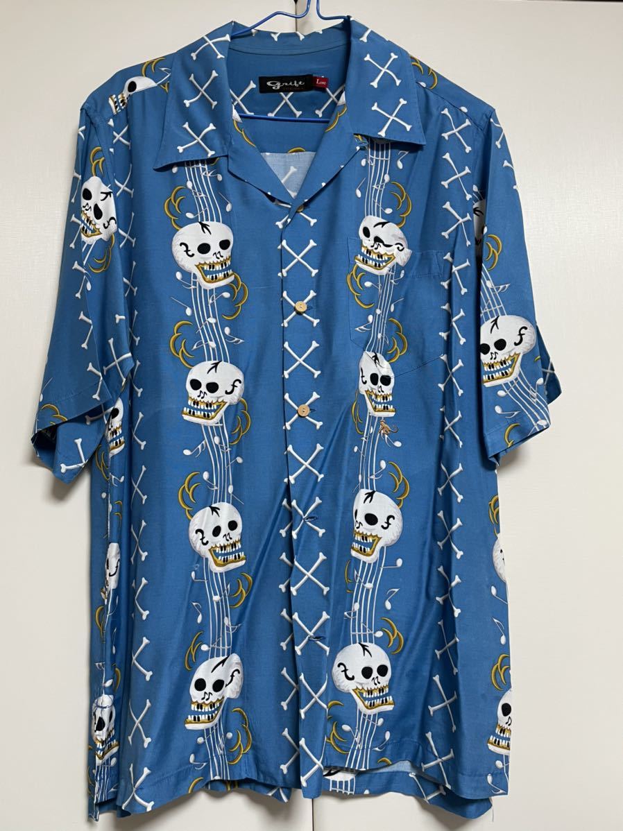 grift originals グリフト スカル アロハ シャツ　甲本ヒロト grift スカル アロハシャツ*甲本ヒロト,クロマニヨンズ,ハイロウズ
