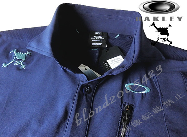 ■新品【OAKLEY GOLF】オークリーゴルフ スカル刺繍ロゴOHYDROLIX吸汗速乾 高機能シャツ■NV/M