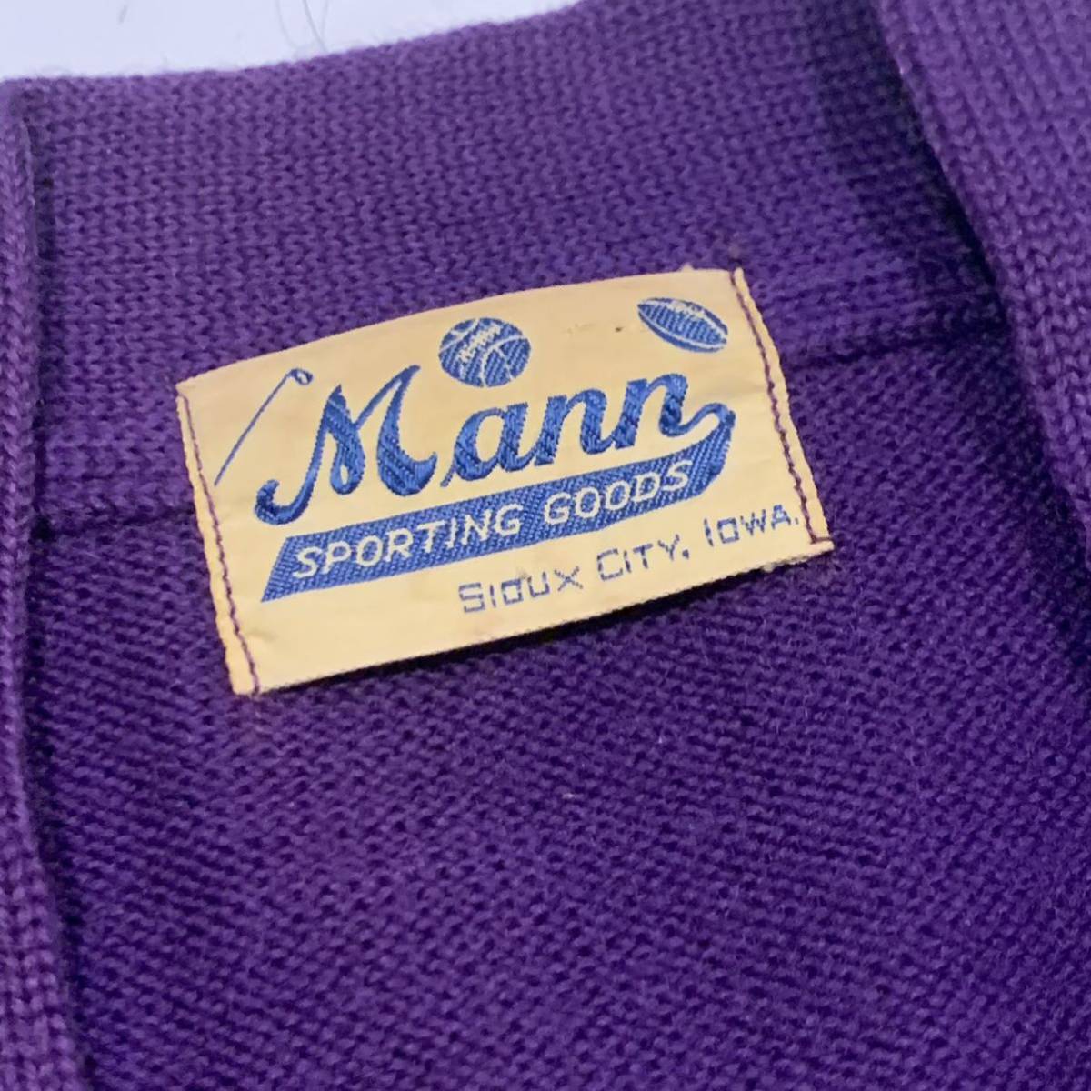 希少 60s 70s ビンテージ Mann レタード ニット カーディガン 無地 