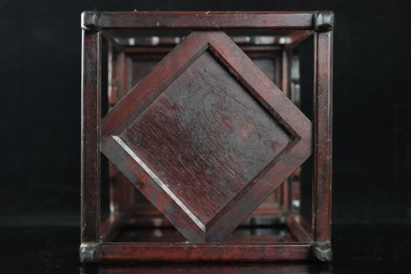 下村作　紫檀　飾り台　花台　 香炉台 盆栽台 茶道具 高卓 花台: 紫檀 盆栽台 花台 大阪唐木指物 高さ47 no.8810 下村