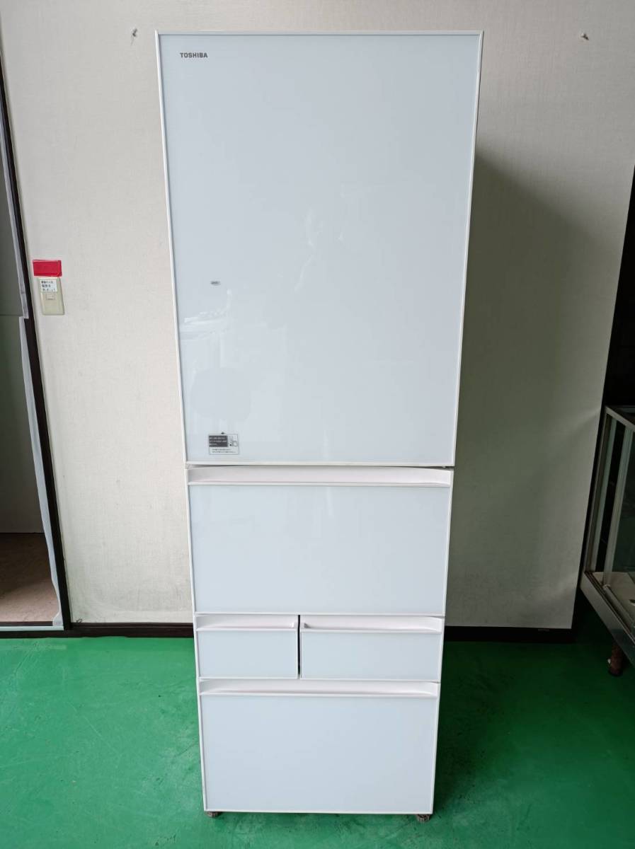 美品☆/TOSHIBA/トウシバ/2017年製/東芝ノンフロン冷凍冷蔵庫/410L/5ドア/GR-K41GXV(ZW)/説明書無し/0706b