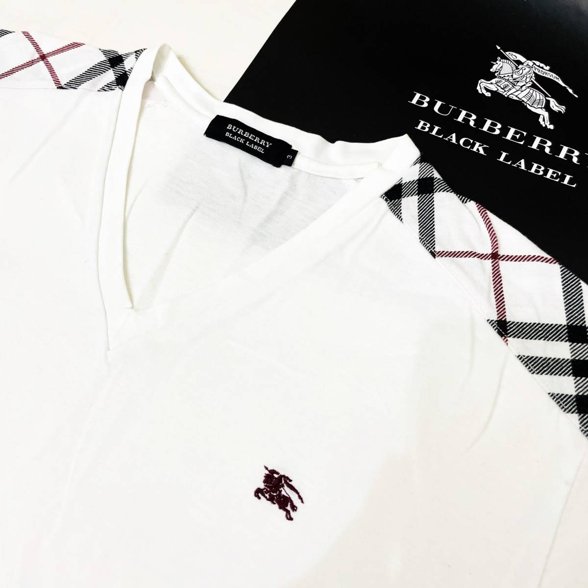 レア BURBERRY BLACK LABEL バーバリーブラックレーベル 半袖VネックT 